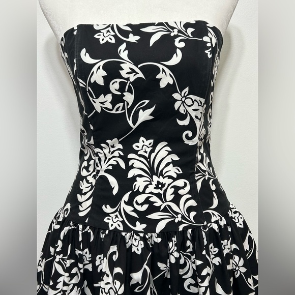 Jessica McClintock Gunne Sax Y2K Strapless Floral Damask Homecoming Dress - Picture 2 of 12